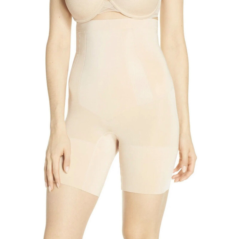 SPANX SS1915 OnCore High-Waisted Mid-Thigh Shaper Bodysuit NUDE ~size S